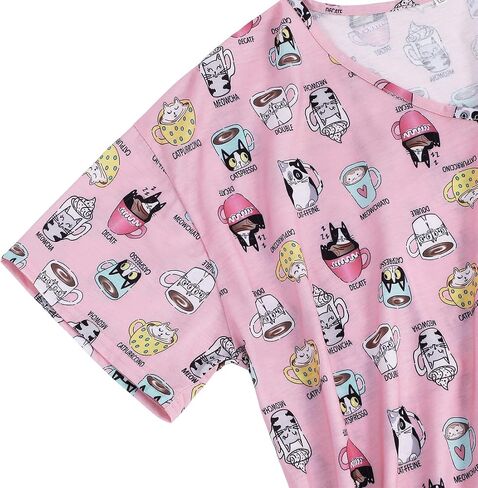 American Trends Womens Pajama Sets Two Piece Sleep Shirt Short Sleeve Cartoon Print Pj Set Tops with Capri Pants Sleepwear in Saudi Arabia