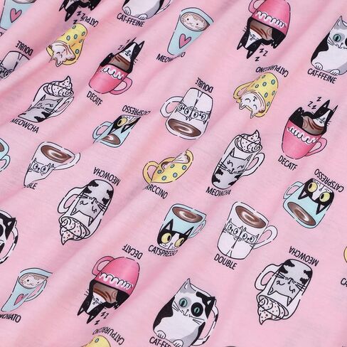 American Trends Womens Pajama Sets Two Piece Sleep Shirt Short Sleeve Cartoon Print Pj Set Tops with Capri Pants Sleepwear in Saudi Arabia