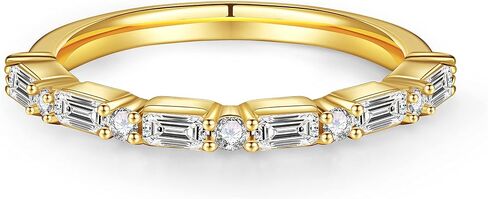 MOOSEA 1.7MM Baguette and Round Moissanite Wedding Band for Women, D Color VVS1 Clarity Lab Created Rings 14K White Yellow Rose Gold Vermeil Bar Setting Moissanite Half Eternity Ring for Her in Saudi Arabia