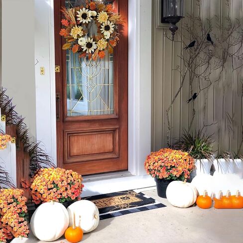 Wreaths for Front Door, Sunflower Door Hanger Basket Wreath Summer Spring Wreaths for Home Decoration Wedding Decor in Saudi Arabia