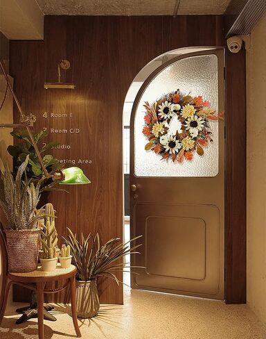 Wreaths for Front Door, Sunflower Door Hanger Basket Wreath Summer Spring Wreaths for Home Decoration Wedding Decor in Saudi Arabia