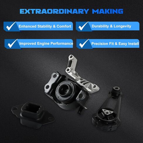 Engine Motor and Transmission Mount Kit 3Pcs Compatible with 2012-2017 Versa 1.6L, with 2014-2017 Versa Note 1.6L Replace # A7369, A4361, A7368 in Saudi Arabia