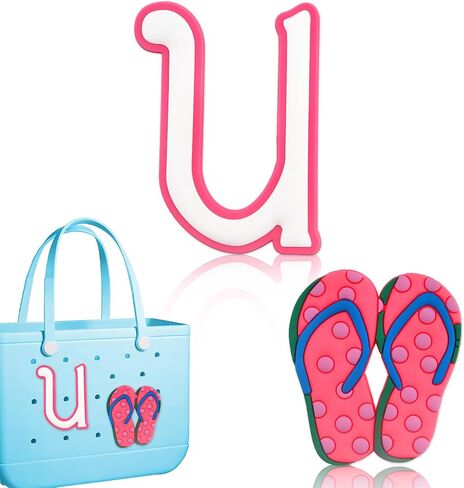 Pink Letter Charms for Bogg Bag, Alphabet Lettering Accessories Charms Compatible with Bogg Bag Original All Models, Insert Decorative Letter for Handbag, Beach Tote Bag Flip Flops and Letter A in Kuwait