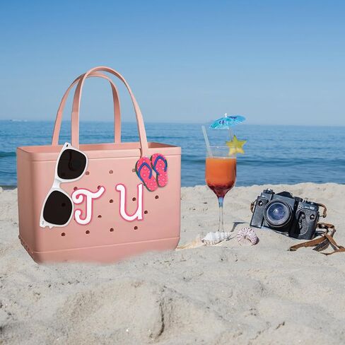 Pink Letter Charms for Bogg Bag, Alphabet Lettering Accessories Charms Compatible with Bogg Bag Original All Models, Insert Decorative Letter for Handbag, Beach Tote Bag Flip Flops and Letter A in Kuwait