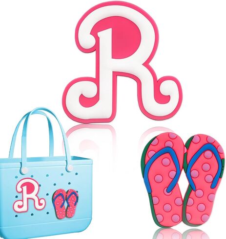 Pink Letter Charms for Bogg Bag, Alphabet Lettering Accessories Charms Compatible with Bogg Bag Original All Models, Insert Decorative Letter for Handbag, Beach Tote Bag Flip Flops and Letter A in Kuwait