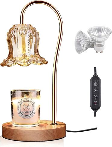 مصباح تسخين الشموع، مصباح شمعة خافت للضوء مع مؤقت، متوافق مع شموع الجرة الصغيرة والكبيرة، مصباح شمعة كهربائي على شكل زهرة مع لمبتين لديكور المنزل في عيد الميلاد in Kuwait