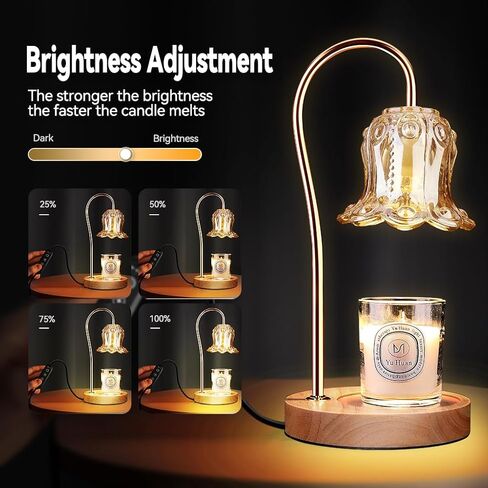 مصباح تسخين الشموع، مصباح شمعة خافت للضوء مع مؤقت، متوافق مع شموع الجرة الصغيرة والكبيرة، مصباح شمعة كهربائي على شكل زهرة مع لمبتين لديكور المنزل في عيد الميلاد in Kuwait