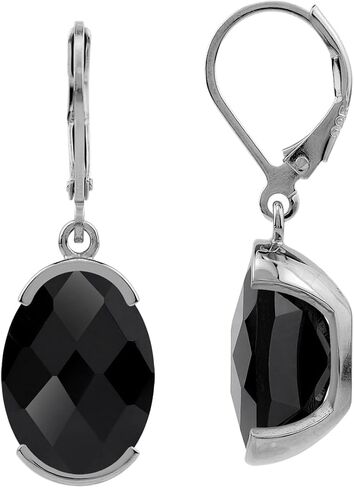 Silvershake 10.34ct. Natural Emerald Green Agate White Gold Plated 925 Sterling Silver Leverback Dangle Earrings in Saudi Arabia