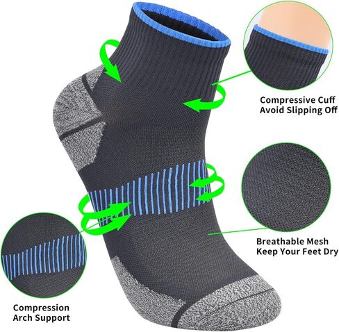 Mens and Womens Anti Odor Blister Resistant Seamless Thin Compression Quarter Crew Athletic Cycling Socks in Saudi Arabia