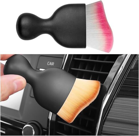 Car Interior Detailing Brush, Soft Bristle Vehicle Cleaning Tool, Scratch Free Auto Dust Removal Cleaner Brush for Dashboard Air Conditioner Vents, Universal for SUV, Truck, RV (White/Red) in Saudi Arabia