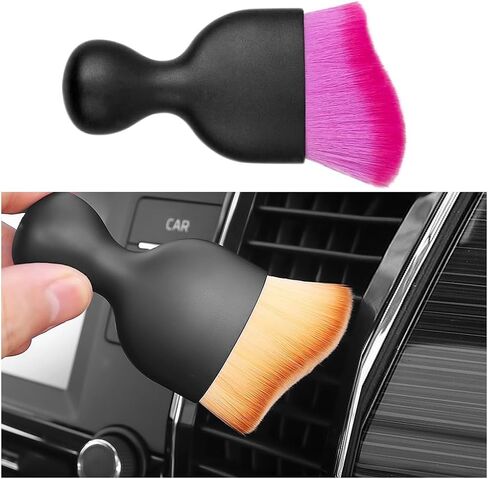 Car Interior Detailing Brush, Soft Bristle Vehicle Cleaning Tool, Scratch Free Auto Dust Removal Cleaner Brush for Dashboard Air Conditioner Vents, Universal for SUV, Truck, RV (White/Red) in Saudi Arabia