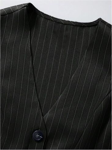 GORGLITTER Women's Striped Button Down Suit Vest V Neck Asymmetrical Hem Blazer Vest Jacket in Saudi Arabia