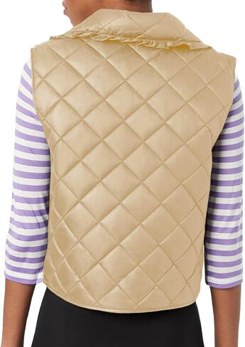Tankaneo Womens Quilted Puffer Vest Tie Front Lightweight Sleeveless Outerwear Padded Gilet Jacket in Kuwait