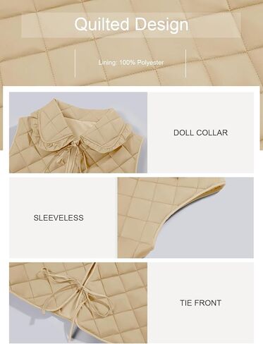 Tankaneo Womens Quilted Puffer Vest Tie Front Lightweight Sleeveless Outerwear Padded Gilet Jacket in Kuwait