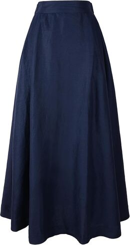 Women's Linen Maxi Skirt Elastic Waist Midi Length in Kuwait