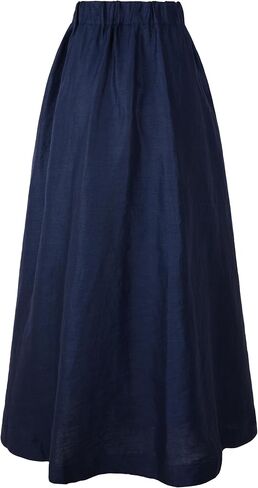 Women's Linen Maxi Skirt Elastic Waist Midi Length in Kuwait