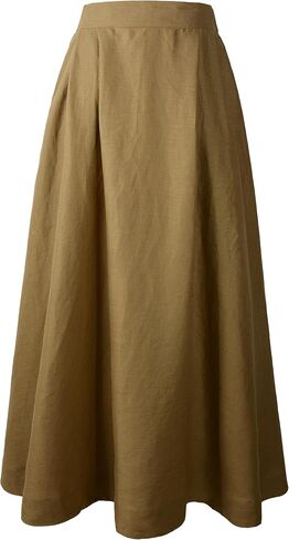 Women's Linen Maxi Skirt Elastic Waist Midi Length in Kuwait