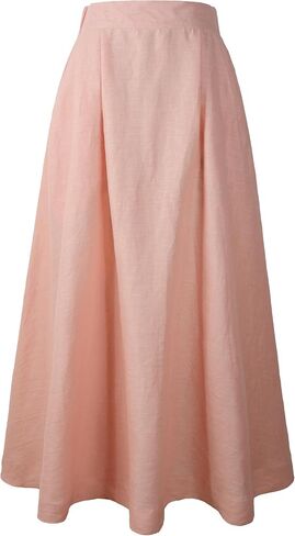 Women's Linen Maxi Skirt Elastic Waist Midi Length in Kuwait