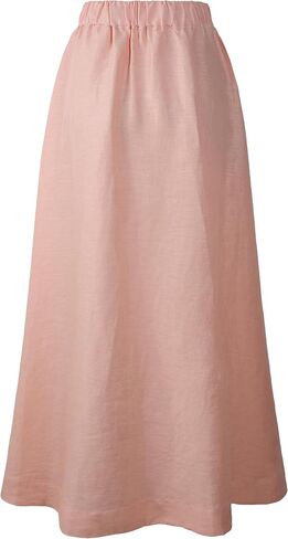 Women's Linen Maxi Skirt Elastic Waist Midi Length in Kuwait