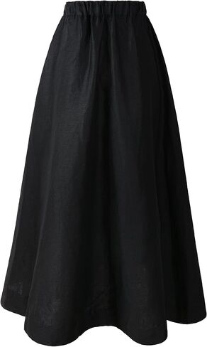 Women's Linen Maxi Skirt Elastic Waist Midi Length in Kuwait