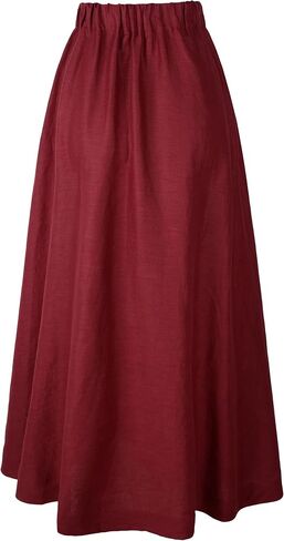 Women's Linen Maxi Skirt Elastic Waist Midi Length in Kuwait