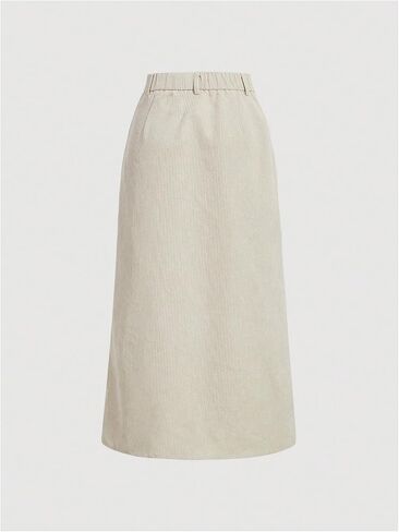 Milumia Women's Corduroy Skirt High Waisted Split Thigh Straight Long Skirts in Saudi Arabia
