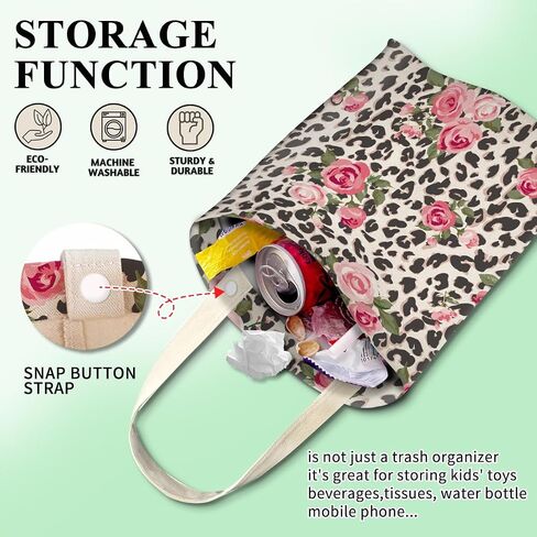 Car Trash Can, Cute Car Trash Bag, Hanging Car Organizer and Storage Bag, Trash Bin for Car Accessories, Vehicle, Travelling, Camping Pink Rose and Leopard in Saudi Arabia