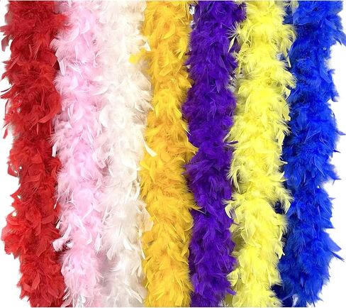 Happy Feather 2 Yards 60g Turkey Chandelle Feather Boa for Women Costume Accessory,Party Dancing Dress Up, Holiday Decors in Kuwait