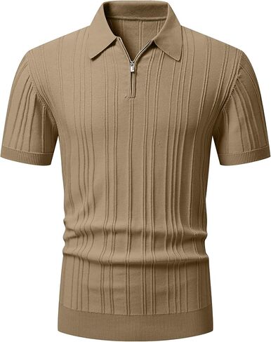تي شيرت بولو رجالي كاجوال من JMIERR بأكمام قصيرة وملاءمة كلاسيكية وقمصان جولف مع سحاب in Kuwait