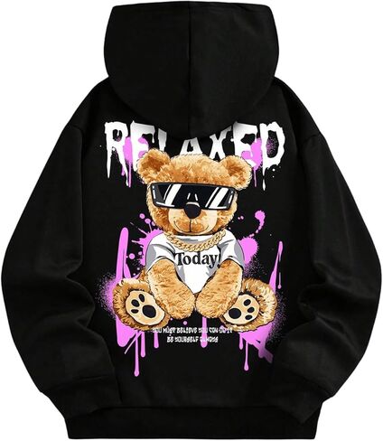 GORGLITTER Girl's Cute Hoodies Bear Graphic Long Sleeve Hooded Sweatshirt in Saudi Arabia