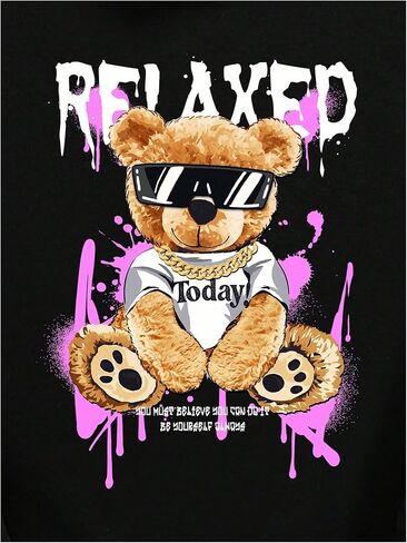 GORGLITTER Girl's Cute Hoodies Bear Graphic Long Sleeve Hooded Sweatshirt in Saudi Arabia