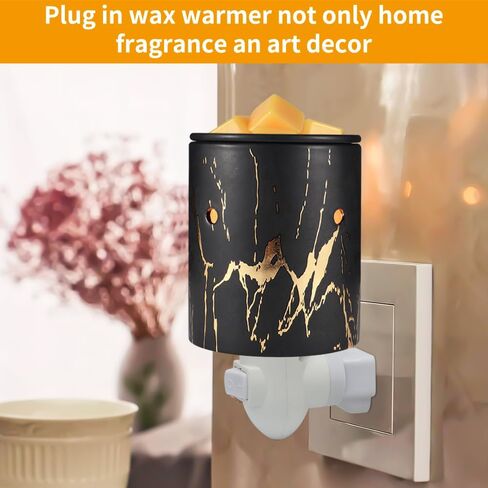 Pluggable Wax Melt Warmer for Scented Wax,Ceramic Plug in Wax Warmer,Electric Cube Melter for Scents and Fragrance,Candle Melter Plug in Wall for Home, Office and Spa（Black Gold） in Saudi Arabia