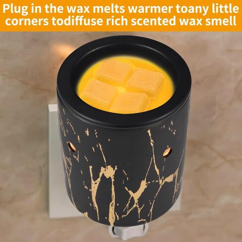 Pluggable Wax Melt Warmer for Scented Wax,Ceramic Plug in Wax Warmer,Electric Cube Melter for Scents and Fragrance,Candle Melter Plug in Wall for Home, Office and Spa（Black Gold） in Saudi Arabia