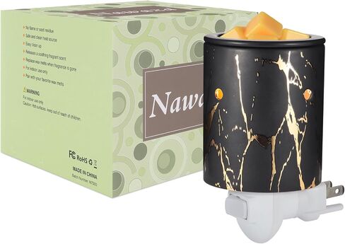 Pluggable Wax Melt Warmer for Scented Wax,Ceramic Plug in Wax Warmer,Electric Cube Melter for Scents and Fragrance,Candle Melter Plug in Wall for Home, Office and Spa（Black Gold） in Saudi Arabia