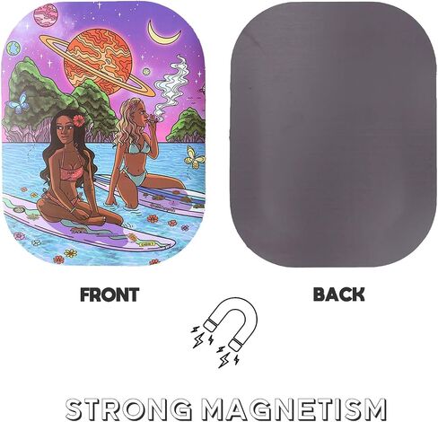 Metal Tray with PVC Soft Magnetic Lid, Coll Girl Small Decorative Tray Lid Cover,Ideal Storage for Home or on The Go,7" x 5.5" (Pink) in Saudi Arabia