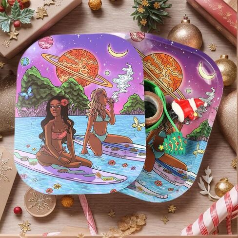 Metal Tray with PVC Soft Magnetic Lid, Coll Girl Small Decorative Tray Lid Cover,Ideal Storage for Home or on The Go,7" x 5.5" (Pink) in Saudi Arabia