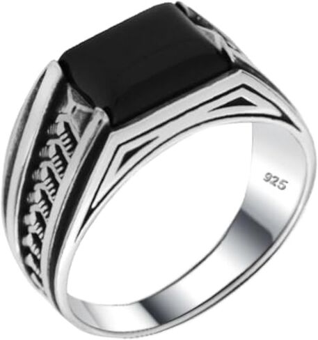 Solid 925 Sterling Silver Onyx Stone Turkish Handmade Luxury Arrow Design Ring for Men in Saudi Arabia