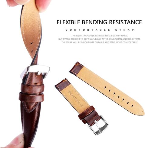 BINLUN Leather Watch Band Quick Release Replacement Leather Smart Watch Straps for Women and Men in Black Brown Red 12mm 13mm 14mm 17mm 18mm 19mm 20mm 22mm in Kuwait