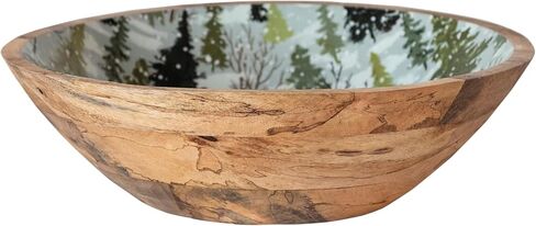 Creative Co-Op Enameled Mango Wood Bowl with Trees Pattern, Multi Color in Saudi Arabia