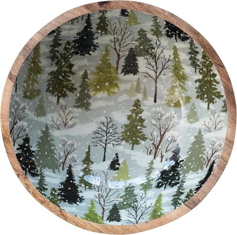 Creative Co-Op Enameled Mango Wood Bowl with Trees Pattern, Multi Color in Saudi Arabia