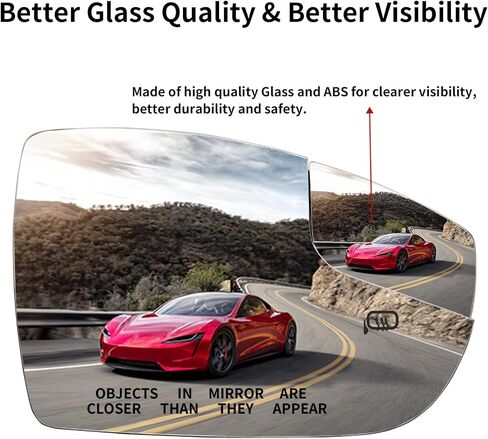 Driver Side Mirror Replacement for 2012 2013 2014 2015 2016 2017 2018 Ford Focus Mirrors Glass - Convex Mirror Glass, Left Side Rear View Mirror with Heated in Saudi Arabia