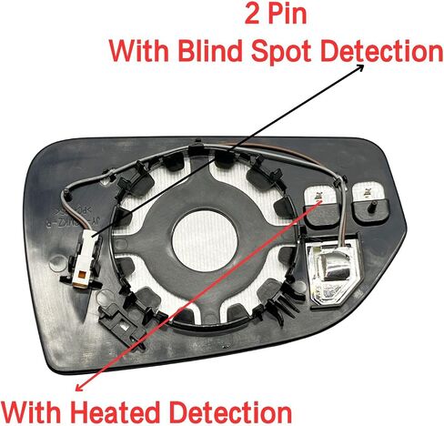 Right Passenger Side Mirror Glass Heated w/Blind Spot Without Auto Dimming Compatible with for Lincoln MKZ 2013-2020 Right Side Oniy for Heated w/Blind Spot No-Anti-glare in Kuwait