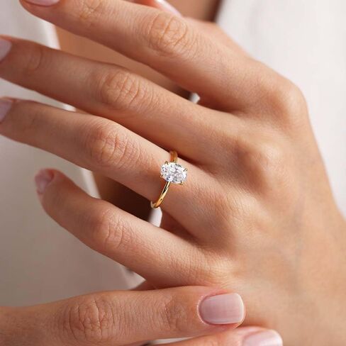 Engagement Rings for Women 14K Gold Plated Oval Cubic Zirconia Ring Dainty Gold Promise Ring Wedding Band Rings for Women Trendy Gold Jewelry in Kuwait