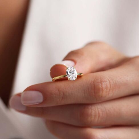 Engagement Rings for Women 14K Gold Plated Oval Cubic Zirconia Ring Dainty Gold Promise Ring Wedding Band Rings for Women Trendy Gold Jewelry in Kuwait