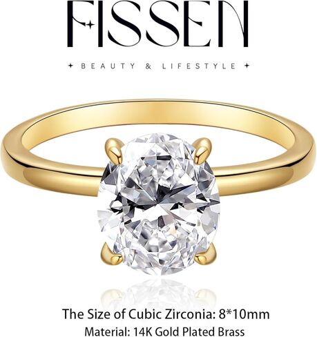 Engagement Rings for Women 14K Gold Plated Oval Cubic Zirconia Ring Dainty Gold Promise Ring Wedding Band Rings for Women Trendy Gold Jewelry in Kuwait