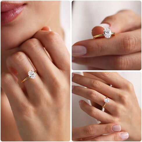 Engagement Rings for Women 14K Gold Plated Oval Cubic Zirconia Ring Dainty Gold Promise Ring Wedding Band Rings for Women Trendy Gold Jewelry in Kuwait