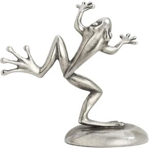 DANFORTH – Pewter Dancing Frog Ring Holder for Jewelry, Shiny Polished Finish, Quality Whimsical Artisanal Gift, Handcast In USA, Measures 3 ½" High and 2 ½" Wide