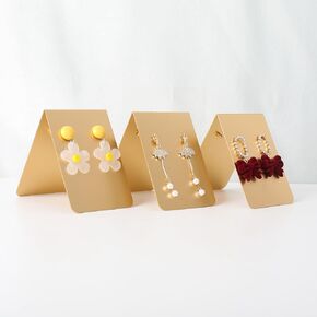 GemeShou 3pcs Metal earrings organizers and storage, Gold girls earring holder, Small Stud jewelry display for selling earrings【Gold Metal Earring Board-V Small 3pcs 】