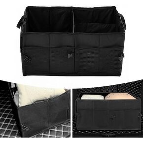 Car Trunk Organizer, Storage Organizer Large Capacity Design Waterproof 600D Vehicle Storage Box, Multifunctional Foldable Automotive Space Divider Accessories, Universal for Most Cars (Black)