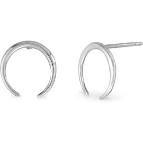Boma Jewelry Sterling Silver Horn Downward Crescent Stud Earrings